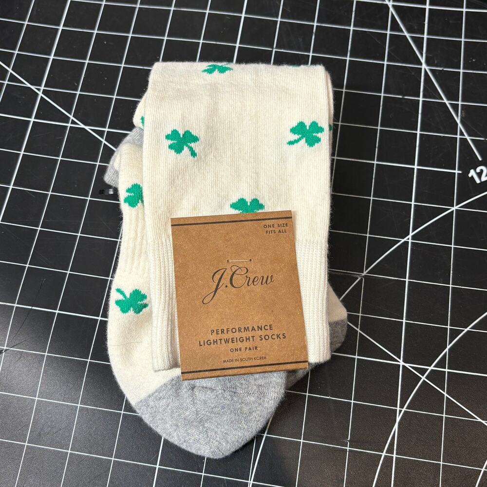 J.Crew Performance Lightweight Socks Clover Print One Pair NEW